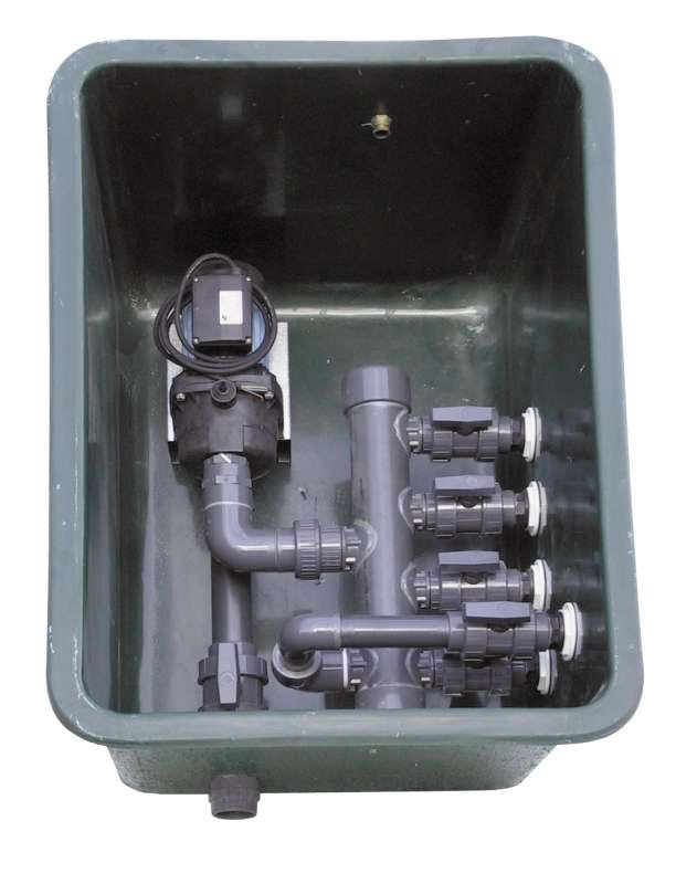 Idrobox assemblato per piscina con pompa 2 HP e pozzetto in vetroresina