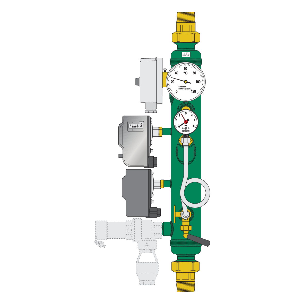 Disegno ufficiale Caleffi 335082 collettore portastrumenti INAIL
