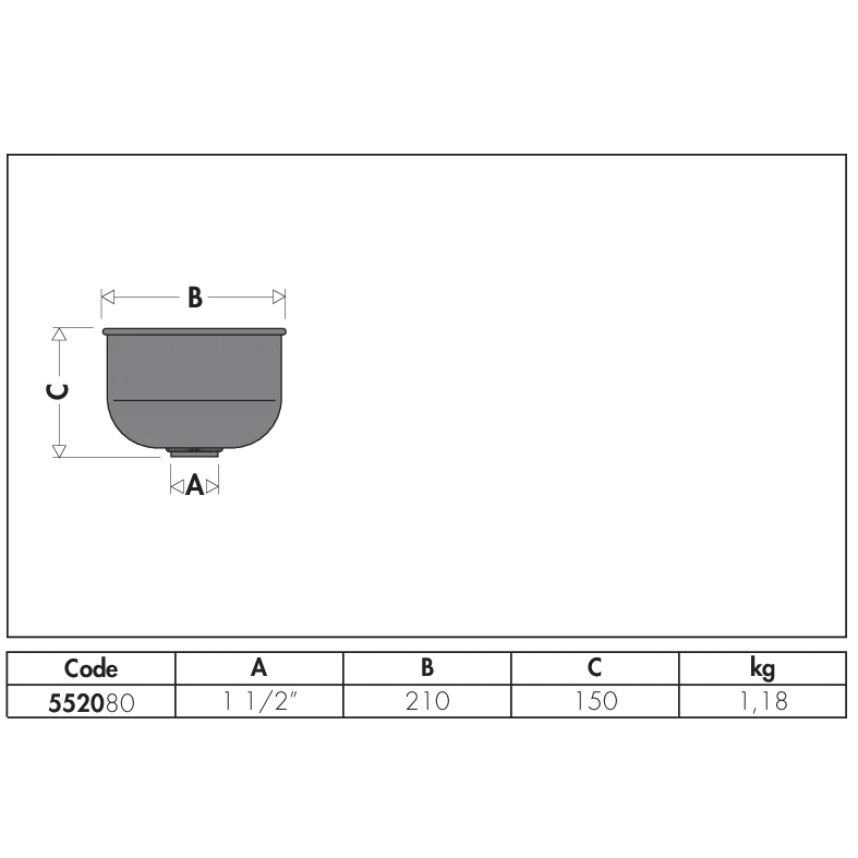 Disegno dimensionale Caleffi 552080 raccoglitore di scarico