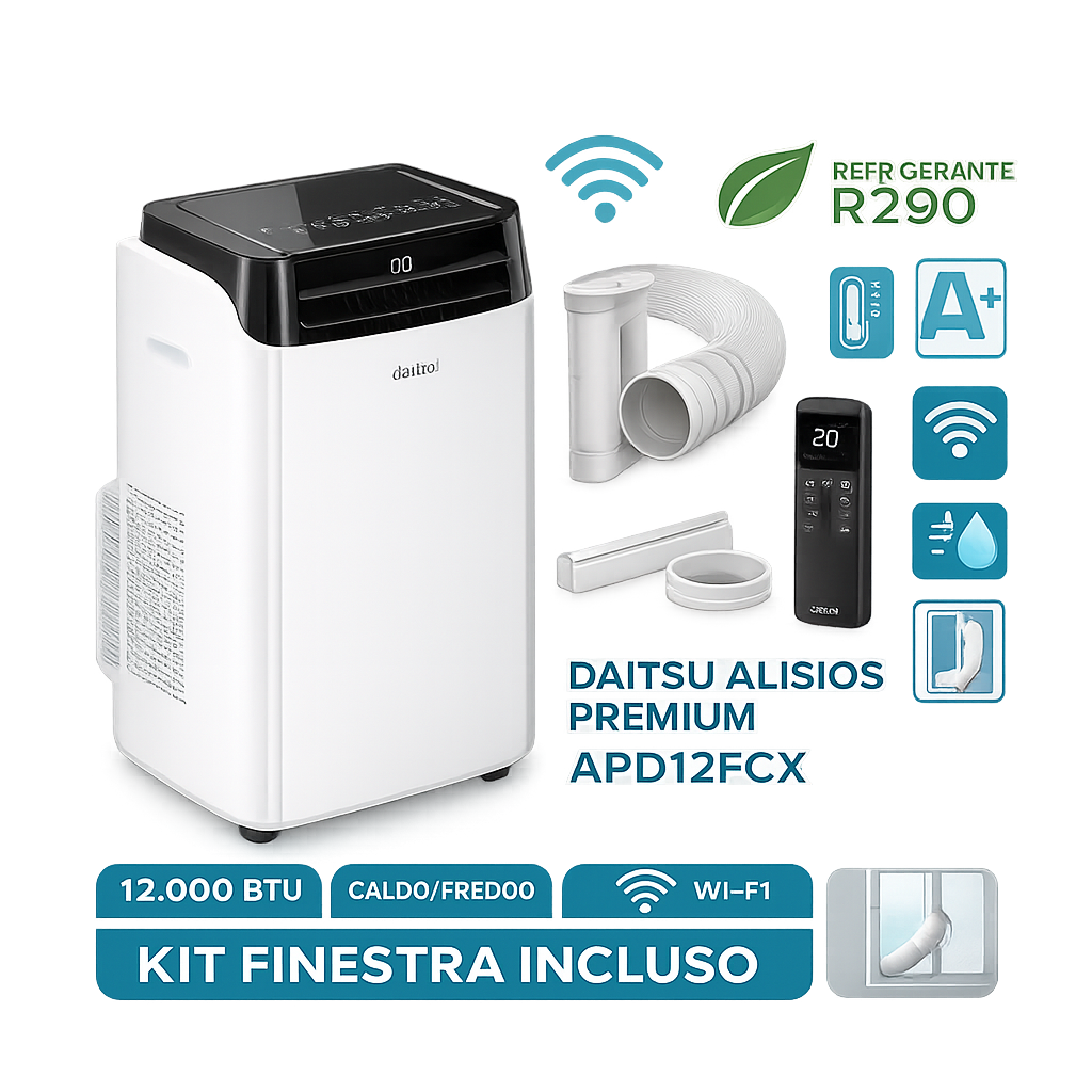 Climatizzatore portatile Daitsu Alisios Premium APD12FCX 12000 btu wi-fi
