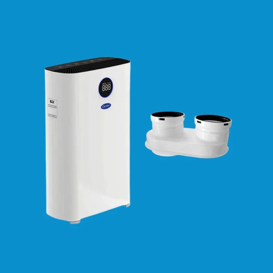 Purificatore d'aria Carrier con filtro Hepa / Carboni attivi +  Sdoppiatore fumi per caldaie a condensazione Baxi d.80/80