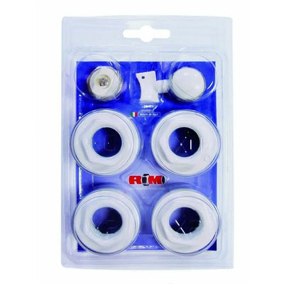 Kit Tappi e valvola sfogo aria per radiatori in alluminio verniciato bianco