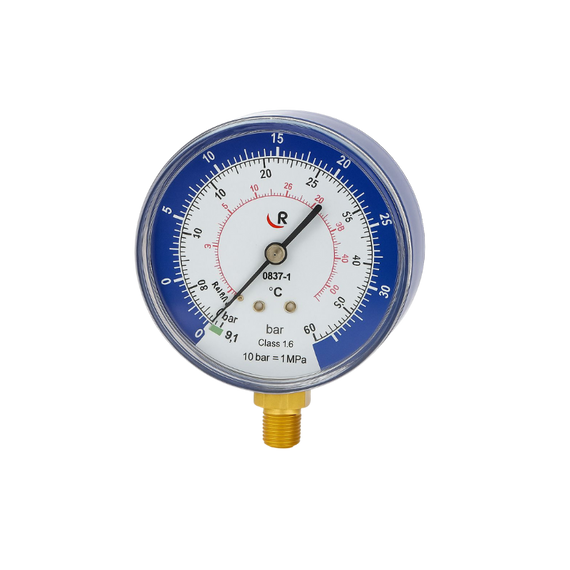 Manometro di bassa pressione 80 mm BLU.