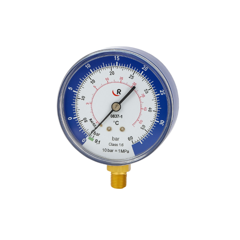 Manometro di bassa pressione 80 mm BLU.