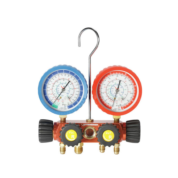 Gruppo manometrico Rothenberger a 4 vie II Plus per gas R22, R407, R134