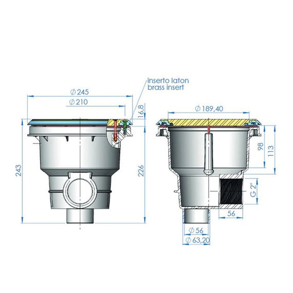 Scarico di fondo Zodiac piscine Liner e prefabbricate