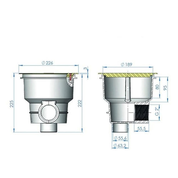 Scarico di fondo Zodiac Piscine cemento