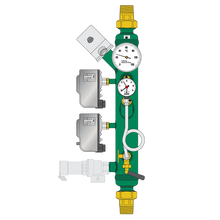 Schema ufficiale Caleffi collettore portastrumenti con pressostato minima e sicurezza