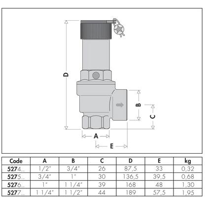 Caleffi serie 527 - disegno dimensionale