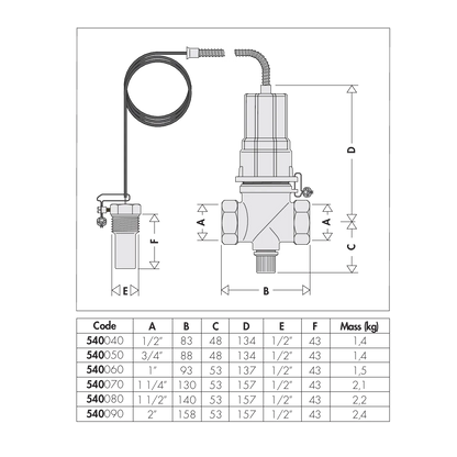Caleffi 540 disegno dimensionale