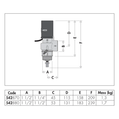 Disegno dimensionale valvola Caleffi 542870