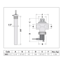 Disegno dimensionale valvola Caleffi serie 543 codice 543513