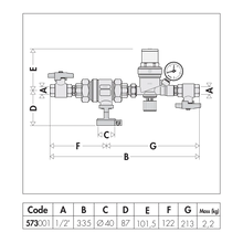Disegno dimensionale gruppo Caleffi 573001