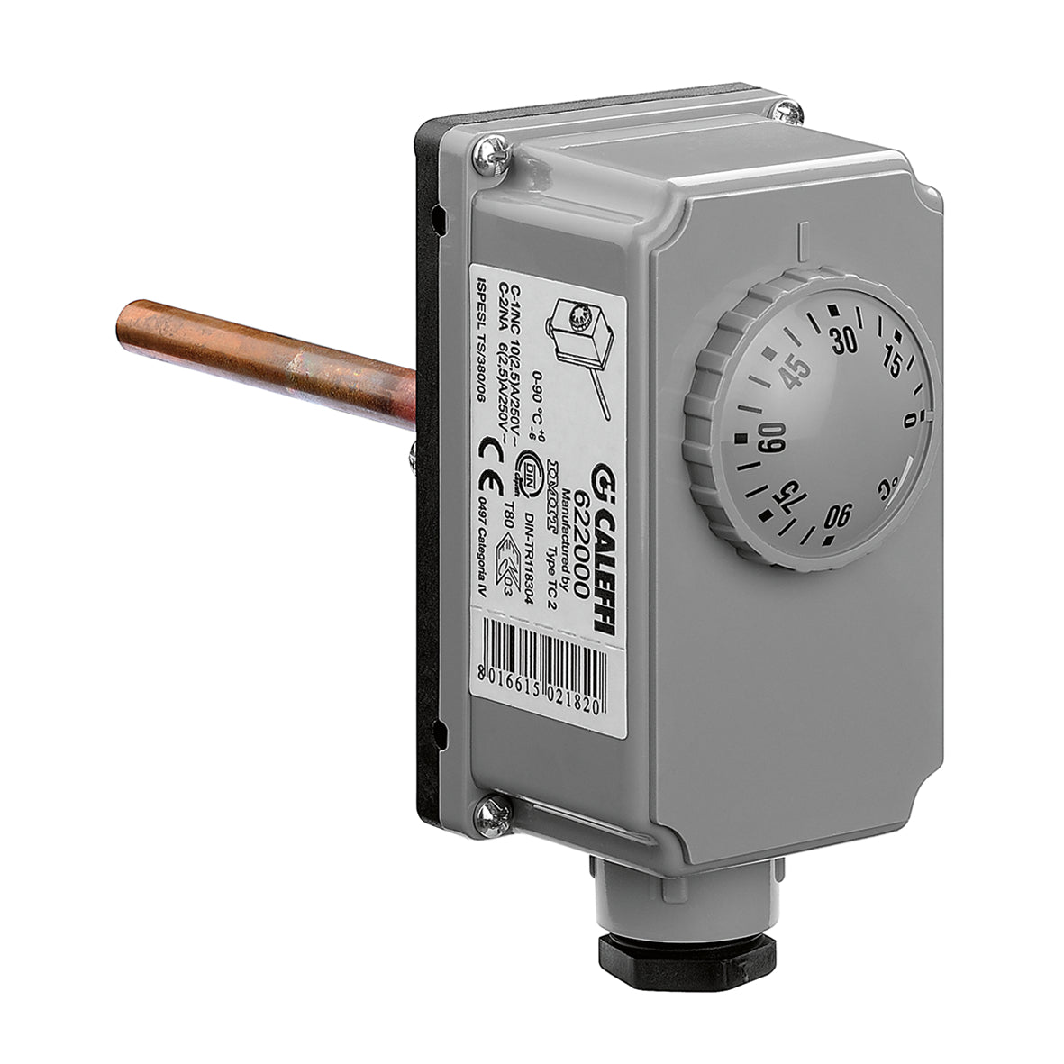 Termostato Caleffi 622000 a immersione regolabile 0–90 °C