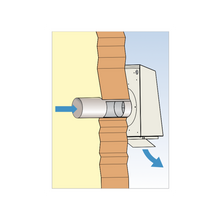 Schema installazione esterna aspiratore centrifugo Elicent EXT con condotto di espulsione