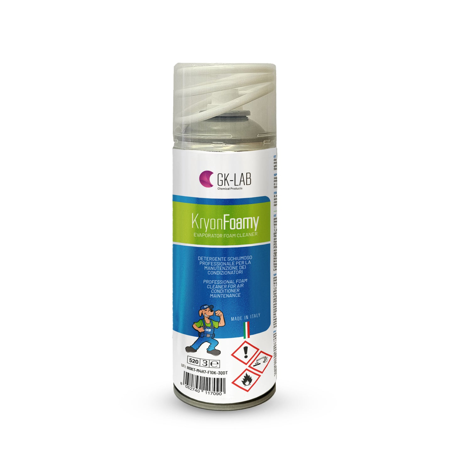 GK-Lab Kryon® Foamy pulitore Aerosol Igienizzante Schiumoso per Evaporatori (unità interne A/C) - 400ml